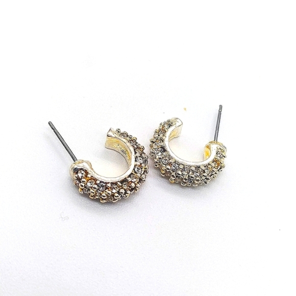 Made with Swarovski Crystal 3/4" Mini Hoop Earrings in Silver - Picture 3 of 7